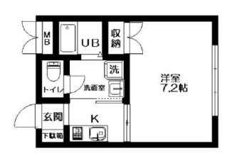 サンピア谷中　 2階 1Kの間取り