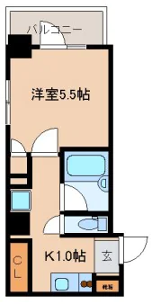 レジディア文京湯島Ⅱ 10階 1Kの間取り