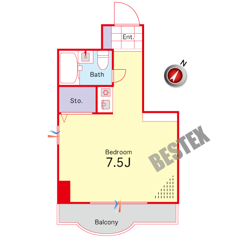 タケハイツ 2階 1Kの間取り