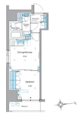 ルフォンプログレ文京湯島 4階 1DKの間取り