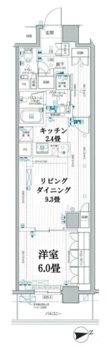 パレステージ文京江戸川橋 3階 1LDKの間取り