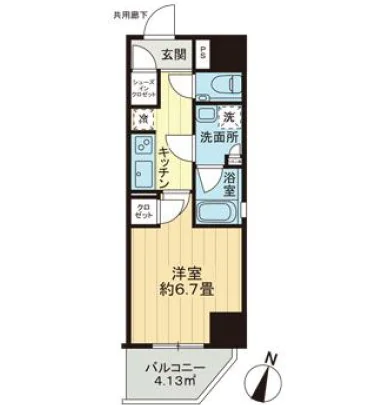 プレシス本駒込 2階 1Kの間取り