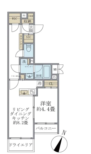 【新築】ビューテラス茗荷谷 1階 1LDKの間取り