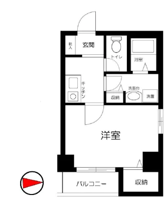 ローズマンションミヤハラ 3階 1Kの間取り