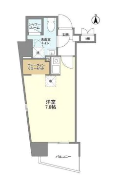 ミリアレジデンス御茶ノ水(旧アルモニー御茶ノ水) 2階 1Kの間取り