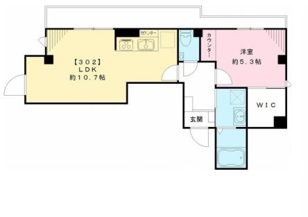 ラシーネ・テラス文京千駄木 3階 1LDKの間取り