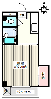 キャッスル本郷 2階 1Kの間取り