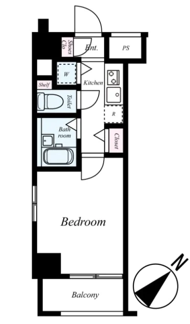 スカイコート後楽園第５ 12階 1Kの間取り