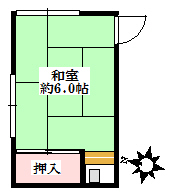 大手アパート 2階 1Rの間取り