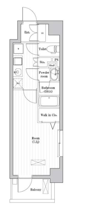 【築浅】文京本駒込レジデンス 4階 1Kの間取り