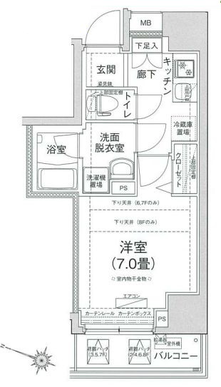アイルプレミアム本駒込 6階 1Kの間取り