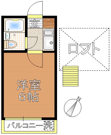 レモンハウス目白 2階 1Kの間取り