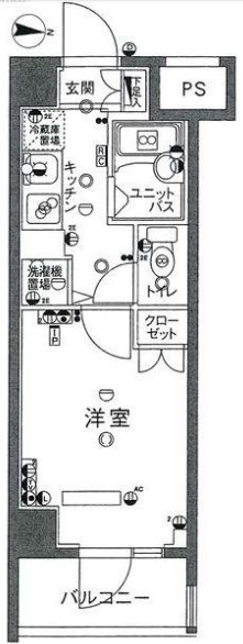 スカイコート文京白山第３ 1階 1Kの間取り