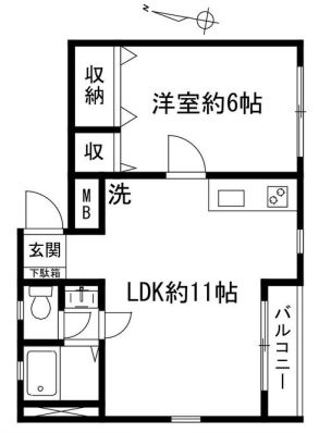 レジデンス開運坂 3階 1LDKの間取り