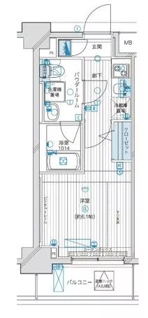 メインステージ白山Ⅱ 8階 1Kの間取り