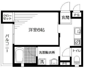 サンピア白山 2階 1Kの間取り