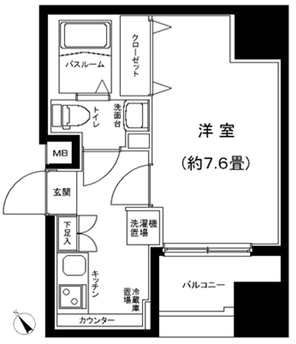 アイルプレミアム千駄木 2階 1Kの間取り