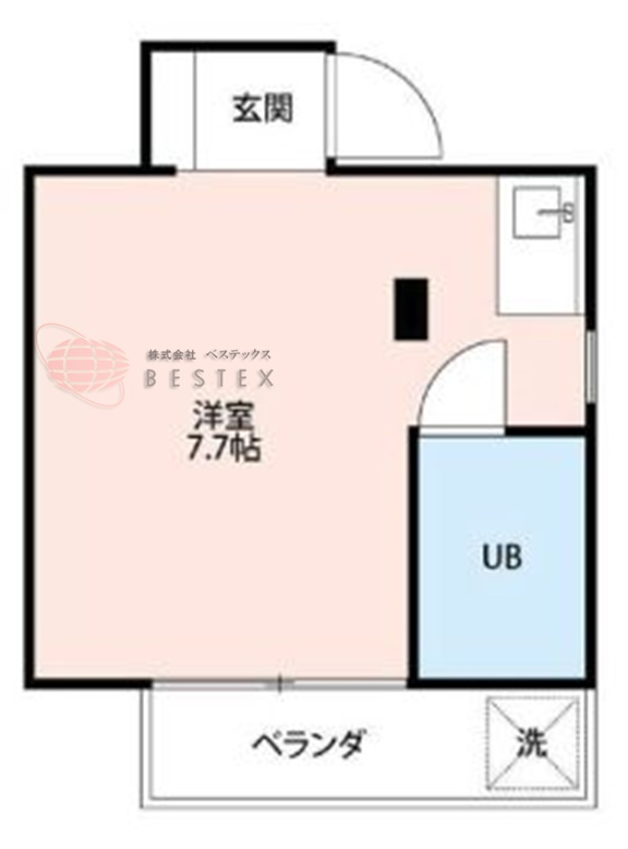 ハイムイサム 4階 1Rの間取り