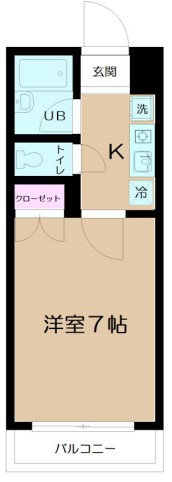 グリーンヒルズ泰明 2階 1Kの間取り