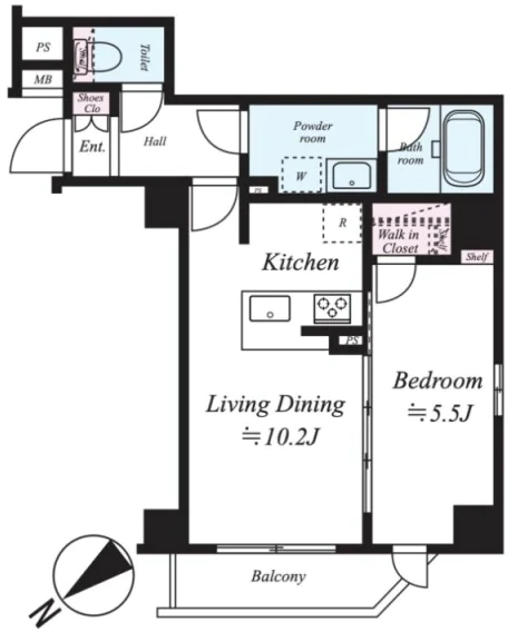 LEXE文京白山 2階 1LDKの間取り