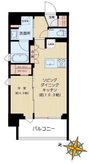 ルジェンテ文京春日 5階 1LDKの間取り