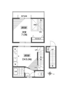 グランエッグス茗荷谷 2階 1DKの間取り