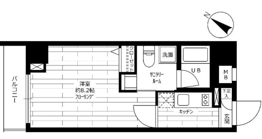 ステージファースト東大前 2階 1Kの間取り
