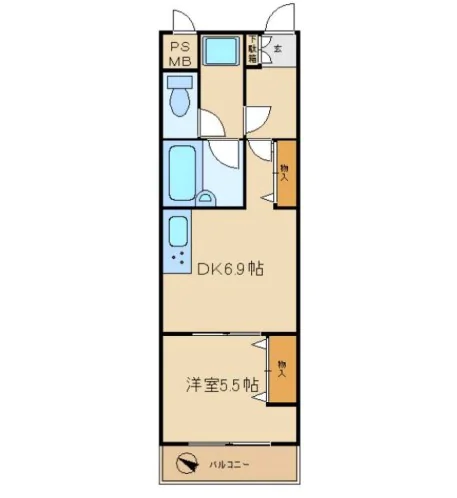 グローリア初穂千駄木・ヴェルデ千駄木 2階 1DKの間取り