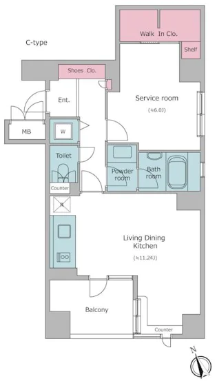 レジディア文京湯島 4階 1LDKの間取り