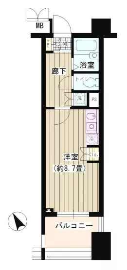 パークホームズ文京千石ステーションアリーナ 7階 1Rの間取り