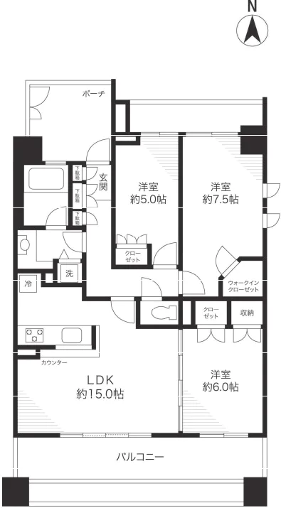 シティハウス本郷弓町 10階 3LDKの間取り