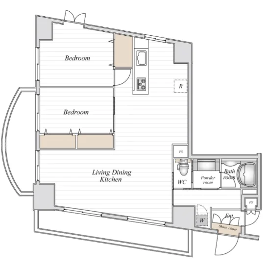 コロネード春日 8階 2LDKの間取り