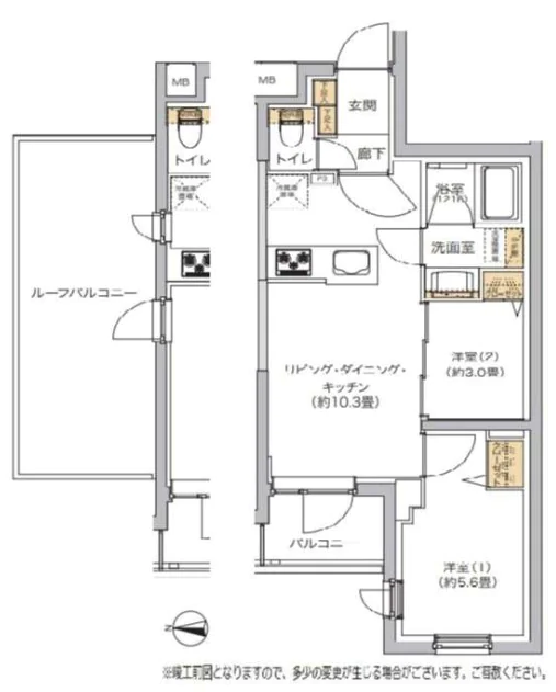 リビオメゾン湯島 5階 2LDKの間取り