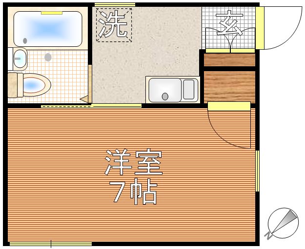 ルネサンス栗田 1階 1Kの間取り