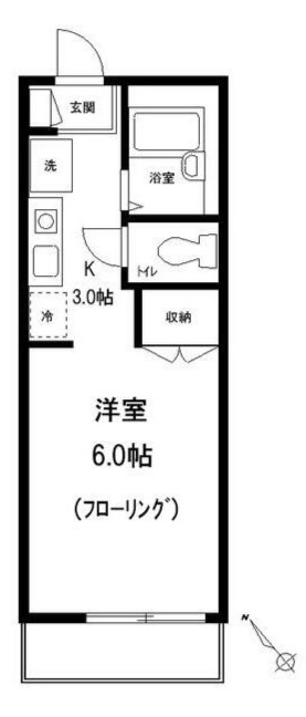 ロークレール 1階 1Kの間取り