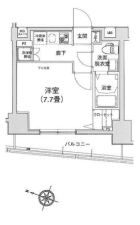 アイル文京白山 4階 1Kの間取り
