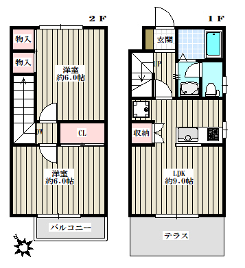 ブエナビスタ 1階 2LDKの間取り