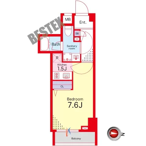 ステージグランデ文京白山 2階 1Kの間取り