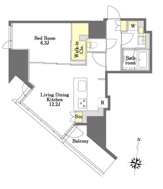 Prime Maison本郷 8階 1LDKの間取り