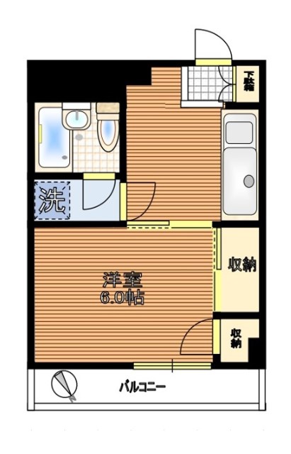 恩田ビル 3階 1Kの間取り