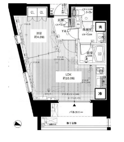 クレヴィア文京白山 6階 1LDKの間取り