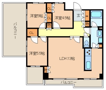 レジディア文京音羽 10階 3LDKの間取り