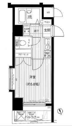 メインステージ早稲田 2階 1Kの間取り