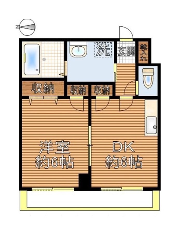 ヴェリテ有賀 1階 1DKの間取り