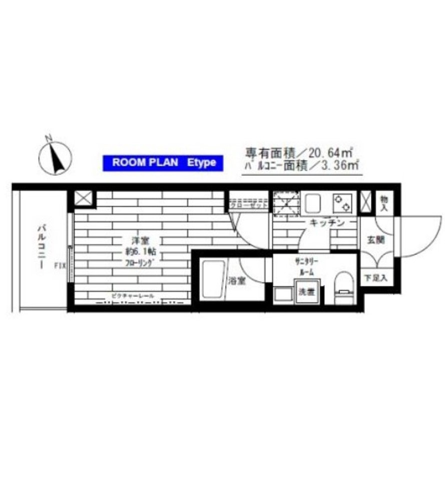 ステージファースト後楽園 5階 1Kの間取り