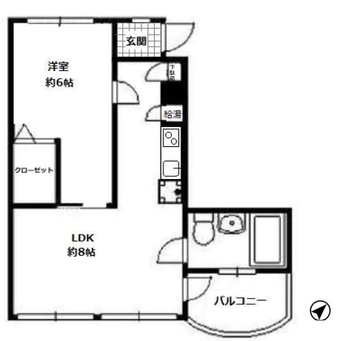 アーバンコートサカス18 3階 1LDKの間取り