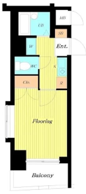 メインステージ早稲田 4階 1Kの間取り