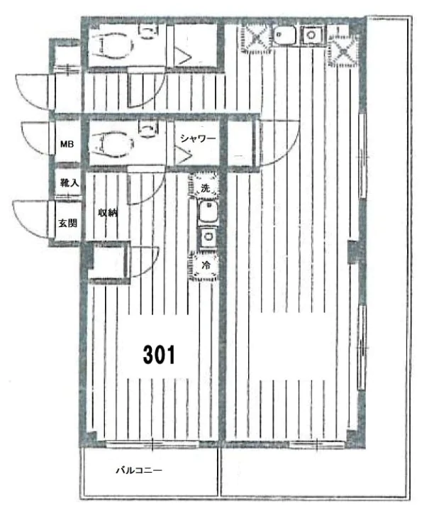 ハウザス小日向 3階 1Rの間取り