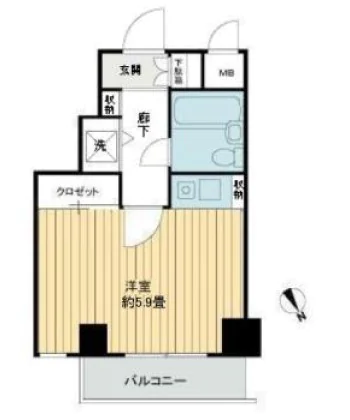 グラチアトルリ 4階 1Rの間取り